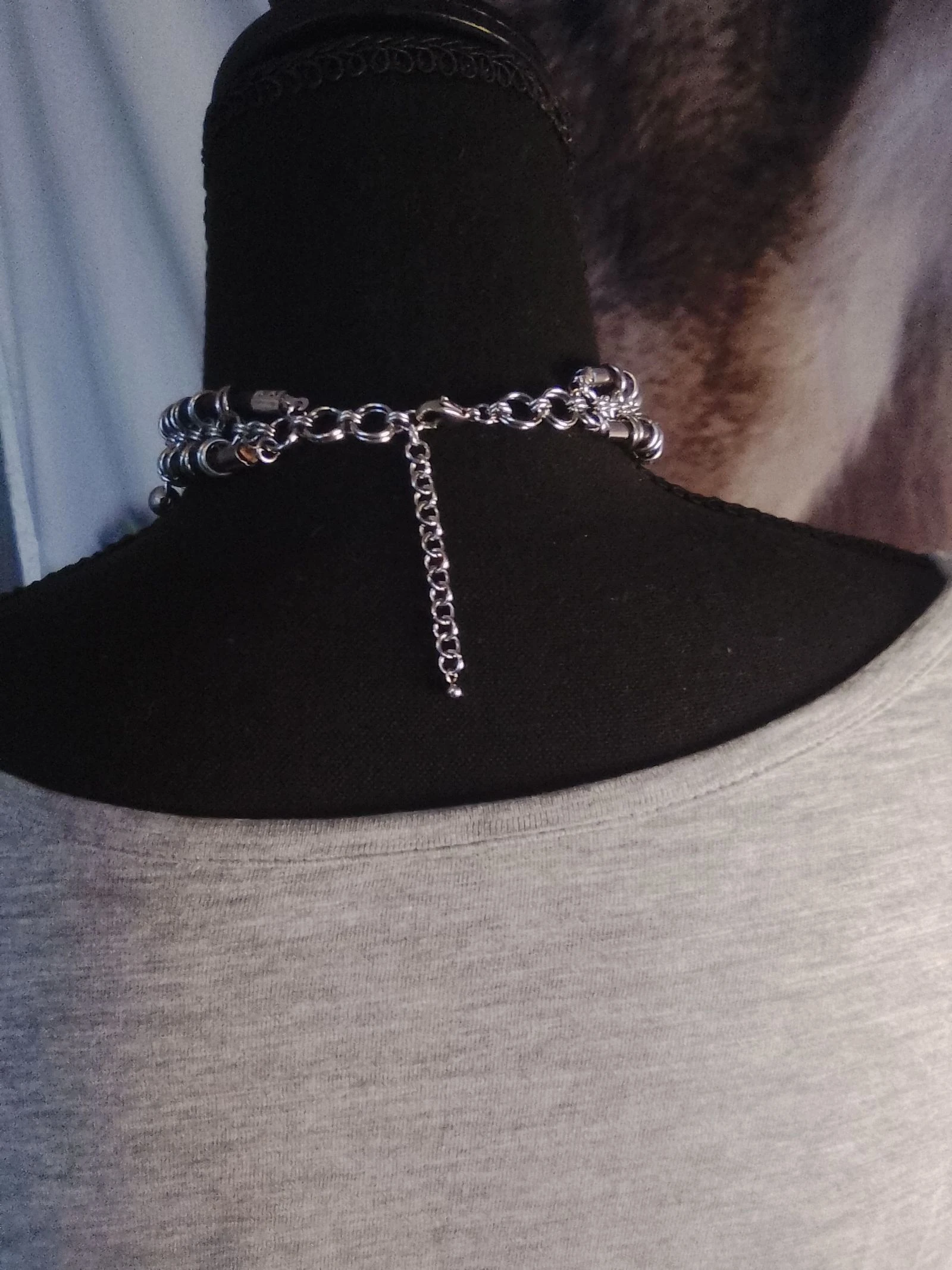 Choker neckline leather and Japanese chainmail unisex necklace – photo 3
